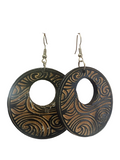 Brown carved Pacific Earrings