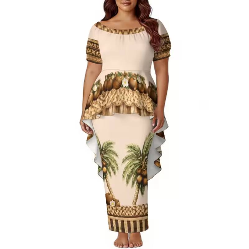 Cream Palm Dress