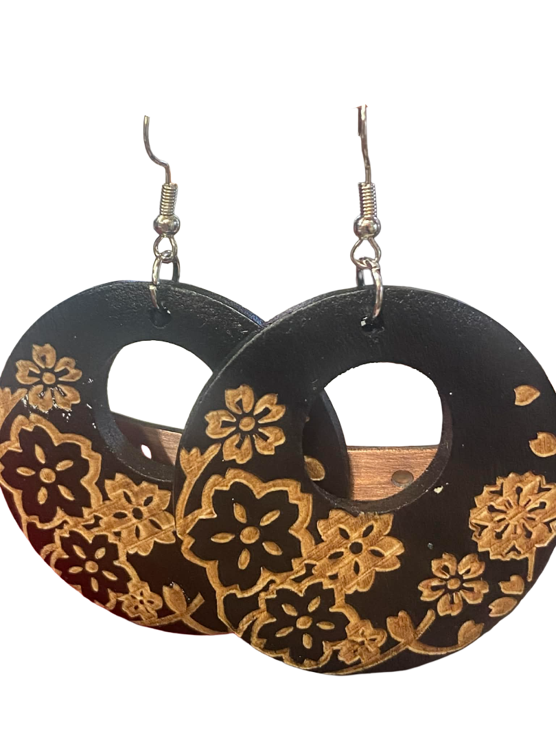 Brown carved Pacific Earrings