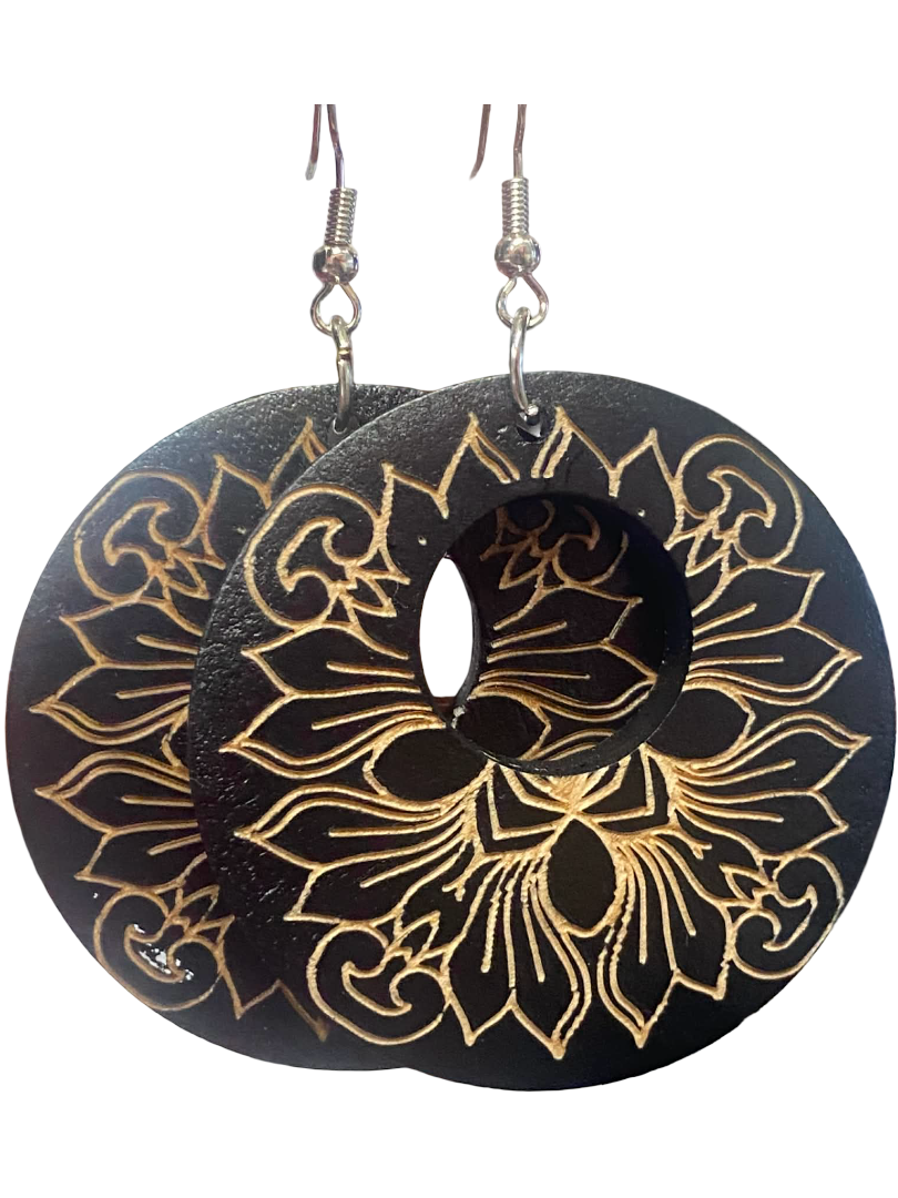 Brown carved Pacific Earrings